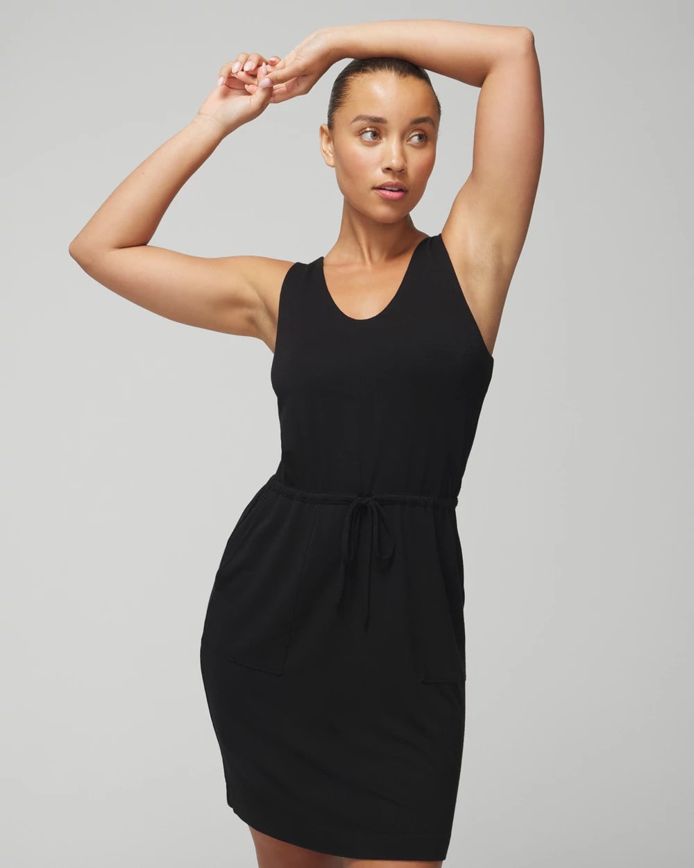 BLACK - V-Neck Sneaker Dress