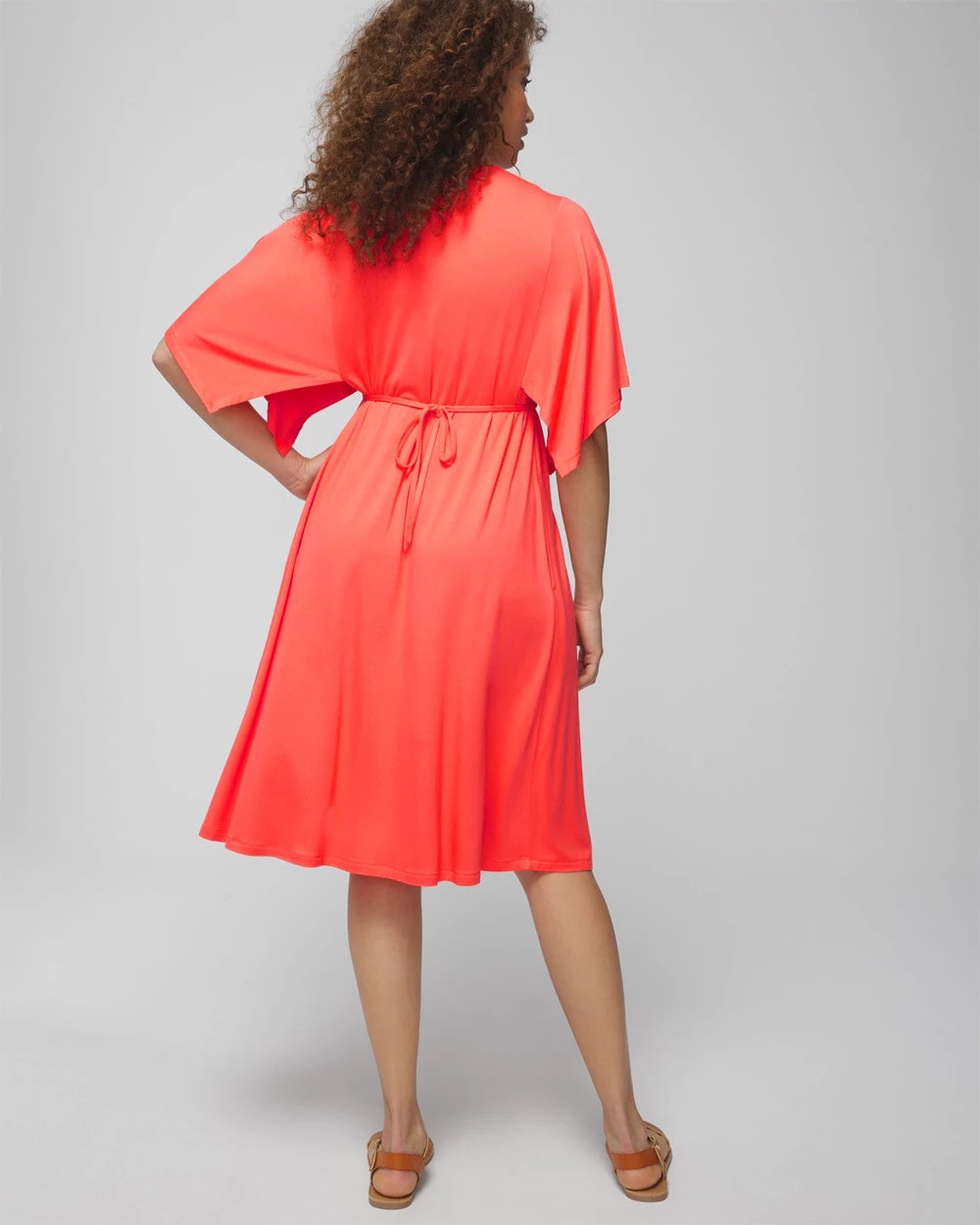 VIVID CORAL - Flutter Sleeve Short Bra Dress