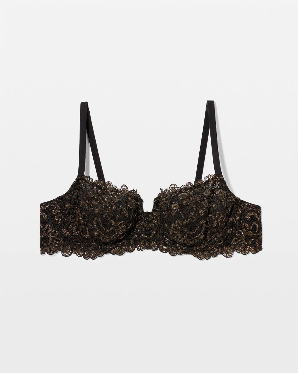 BLACK W/ GOLD FILL - Soma Unlined Lace Balconette Bra