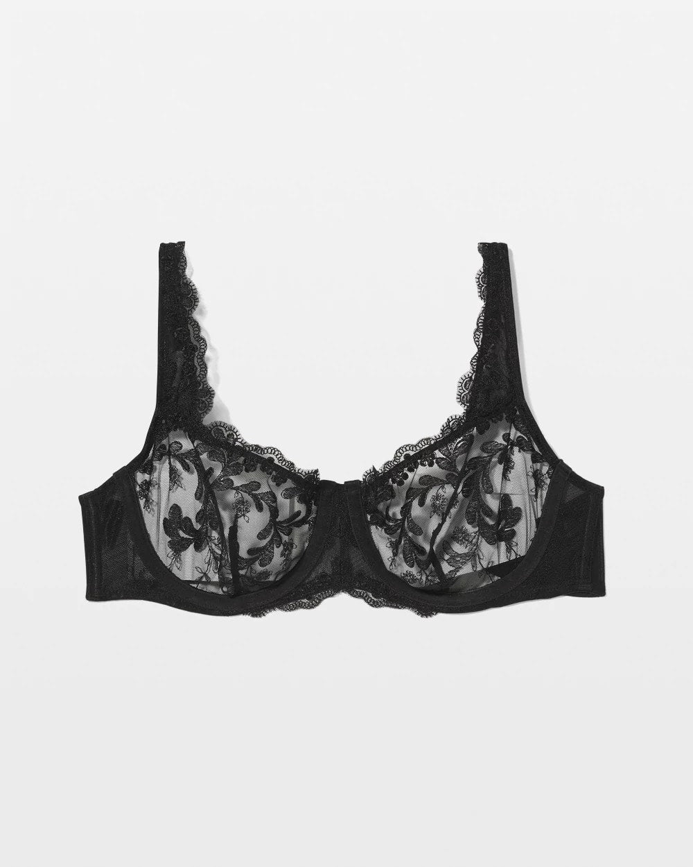 BLACK - Sensuous Embroidery Balconette Bra
