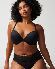 BLACK - Push-Up Plunge Bra with Lace