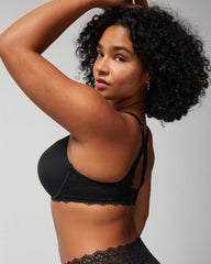 BLACK - Push-Up Plunge Bra with Lace