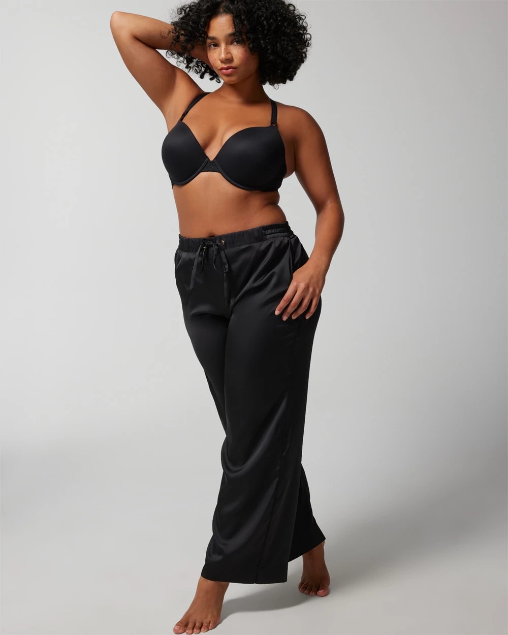 BLACK - Push-Up Plunge Bra with Lace