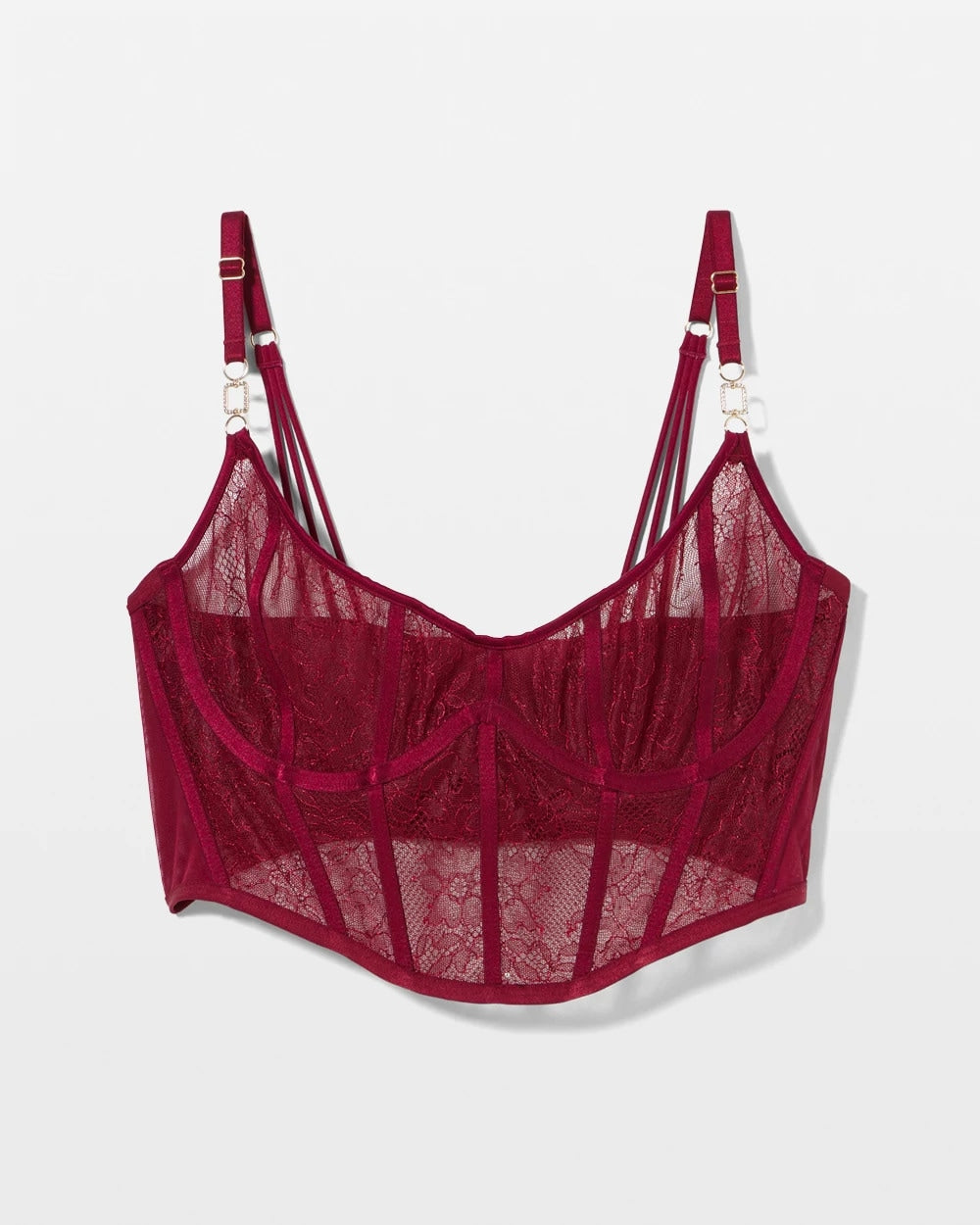 RED VELVET - Sheer Glam Long Line Scoop Bralette