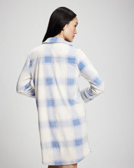 FROSTED PLAID BLUE - Long-Sleeve Notch Collar Sleepshirt