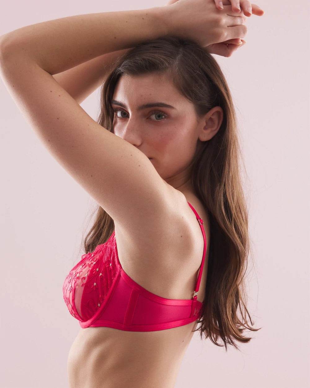 PERFECT PINK - Architectural Embroidered Balconette Bra