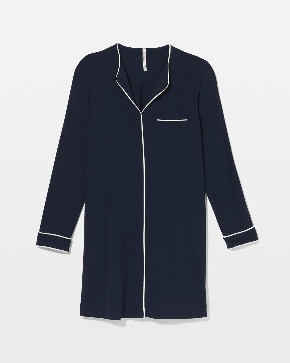 NIGHTFALL NAVY - Piped Long-Sleeve Sleepshirt