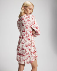 ENCHANTED TOILE CHAMPAGNE - Piped Long-Sleeve Sleepshirt