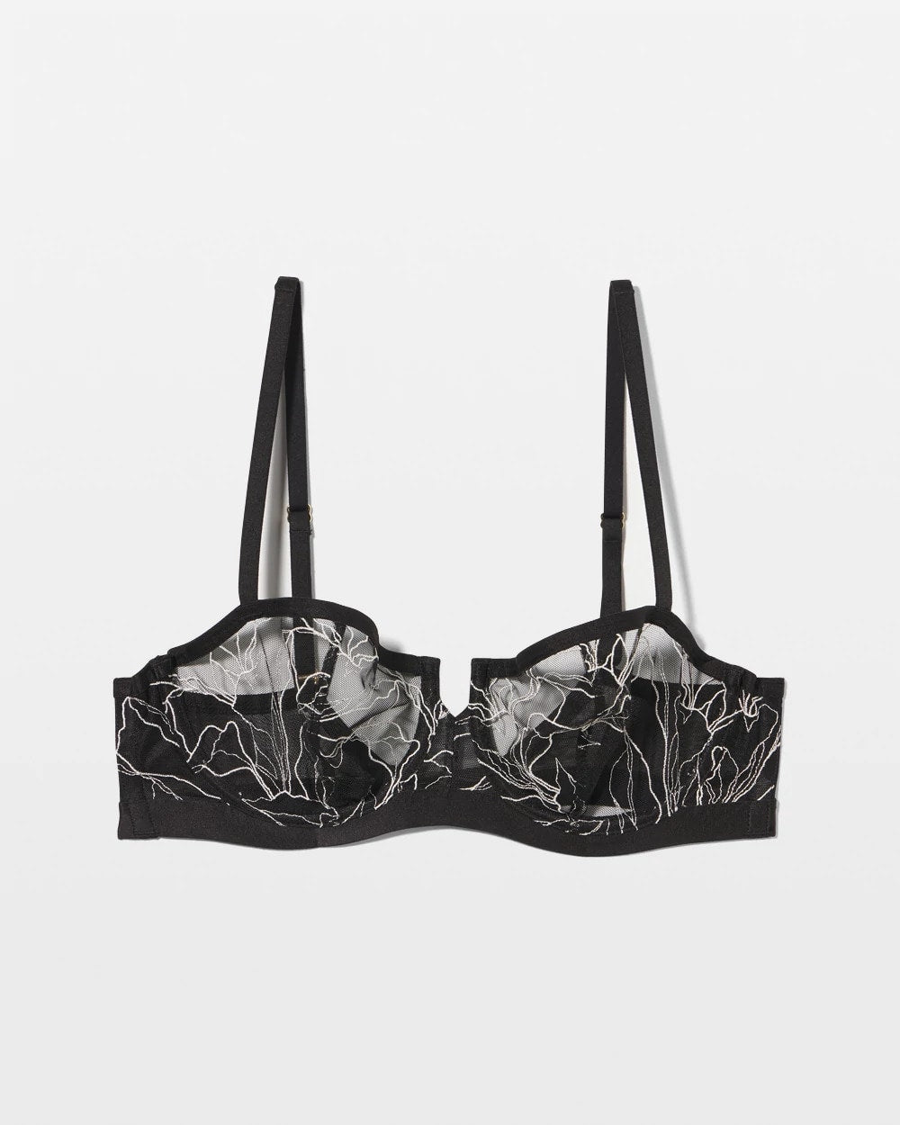 BLACK - Embroidered Unlined Balconette