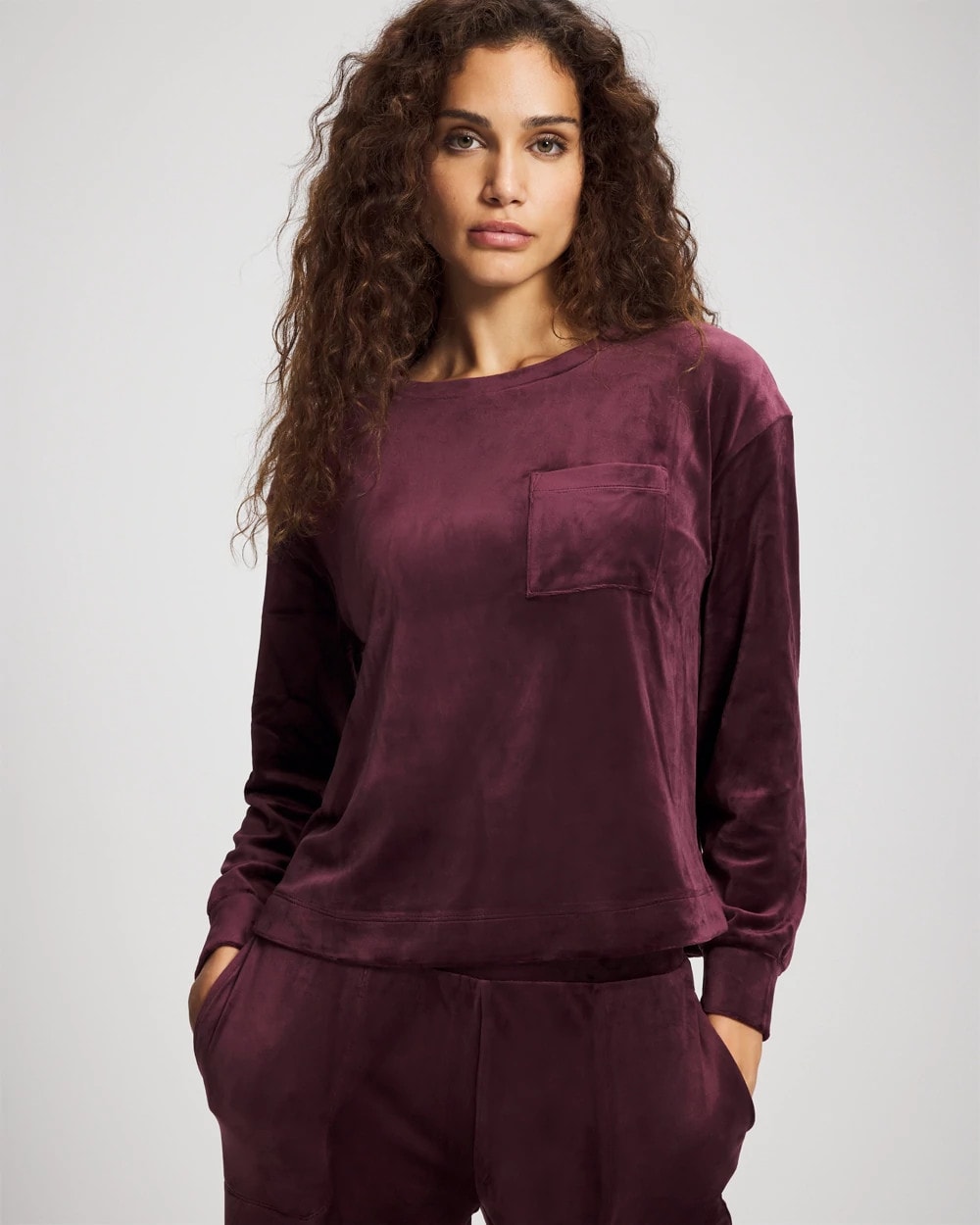 MERLOT - Velour Crewneck Sweatshirt