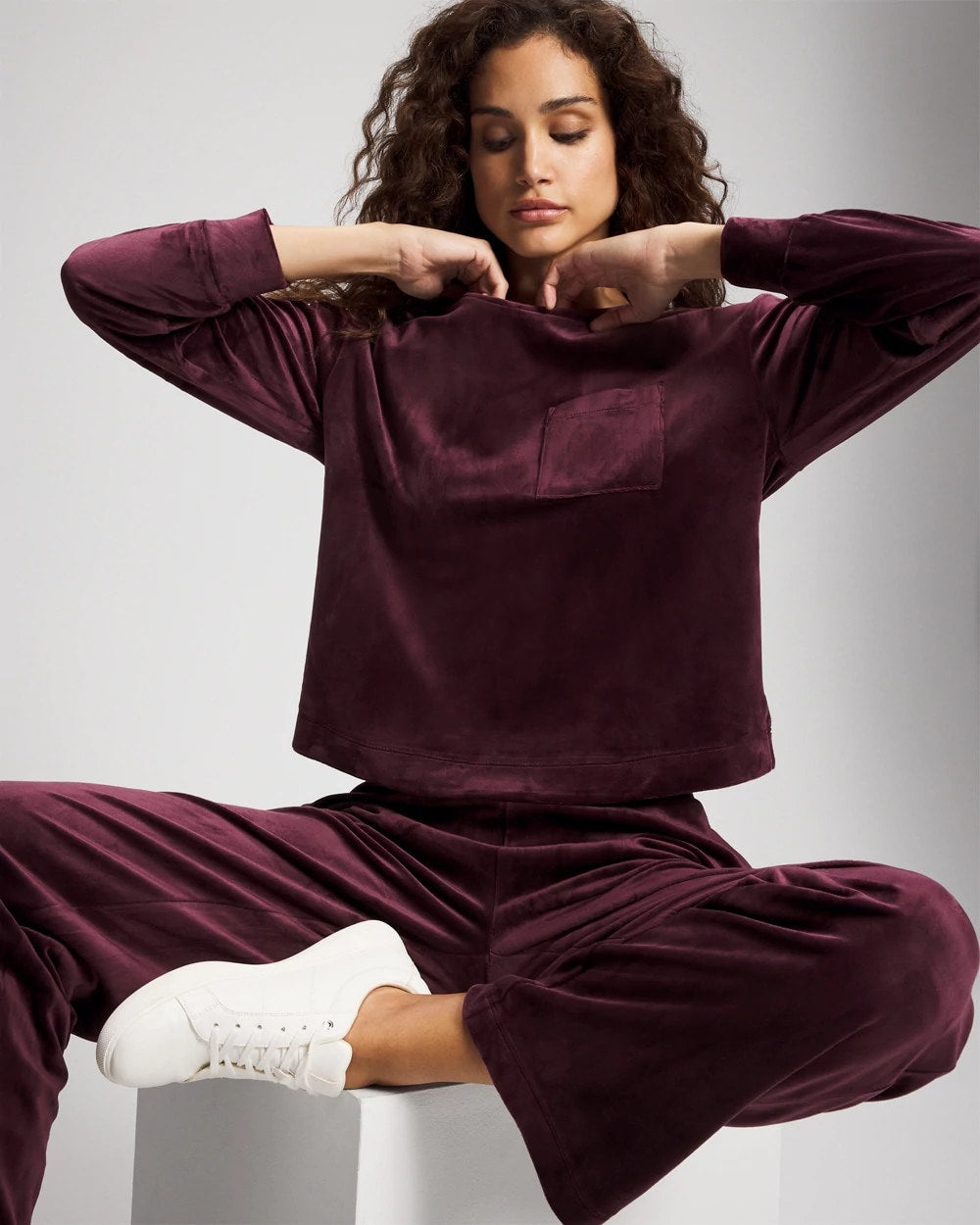MERLOT - Velour Crewneck Sweatshirt