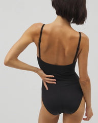 BLACK - Twist-Front Keyhole One-Piece