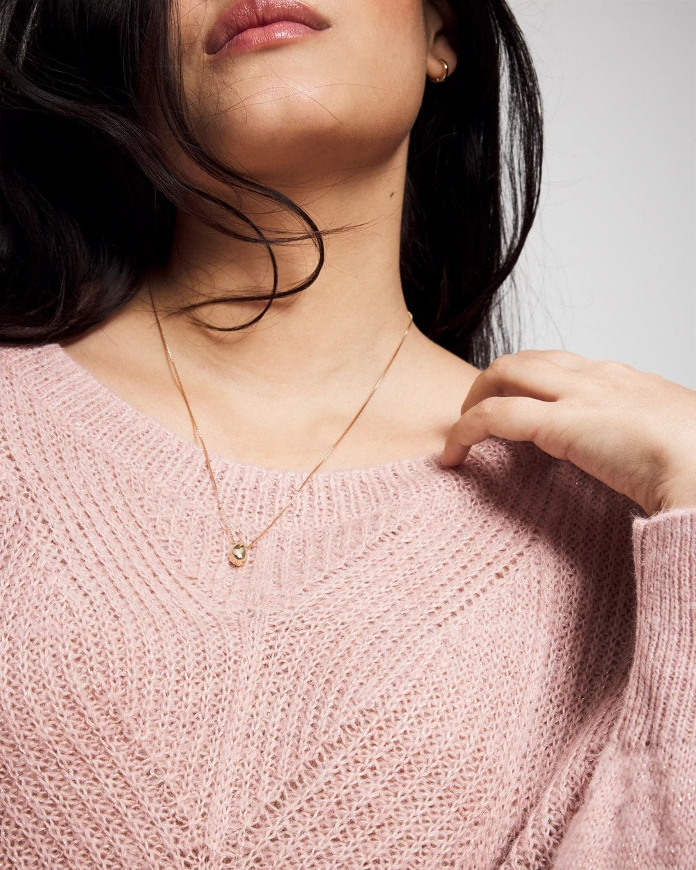 ADOBE ROSE - Shimmer Cable Knit Sweater