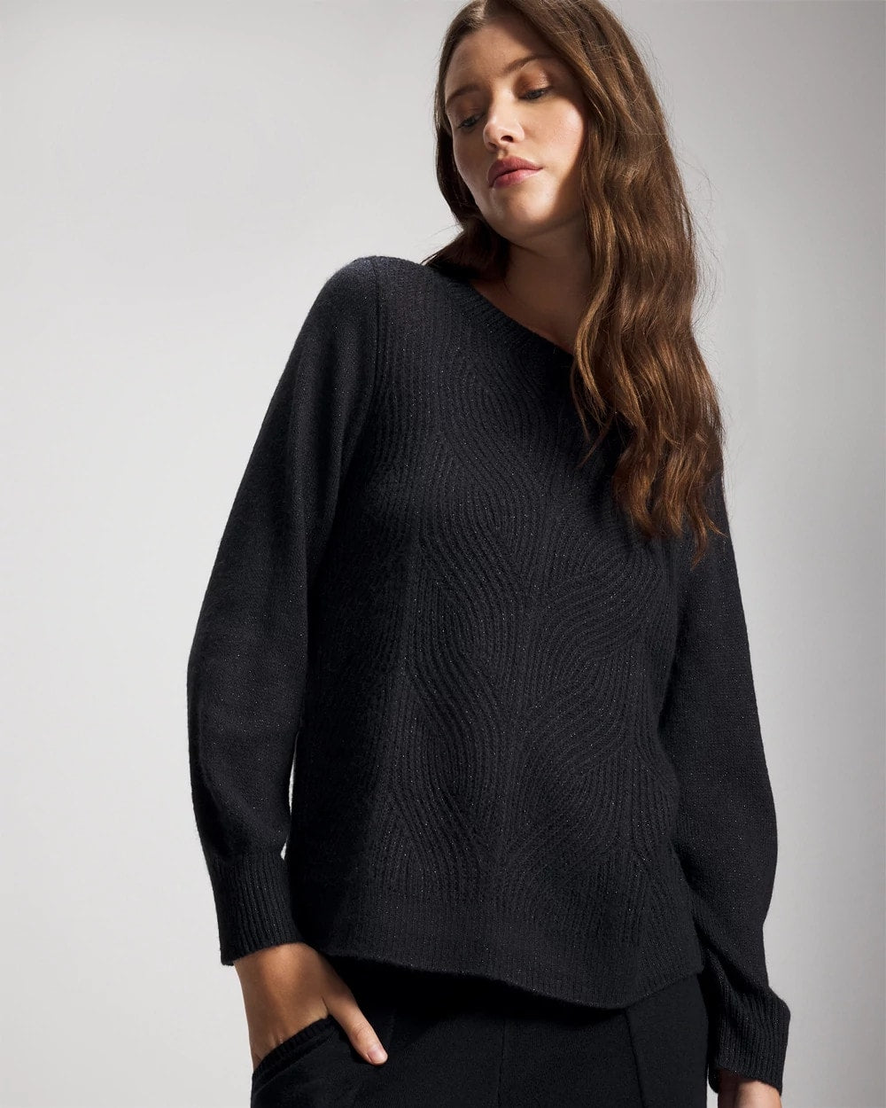 MIDNIGHT SKIES - Shimmer Cable Knit Sweater