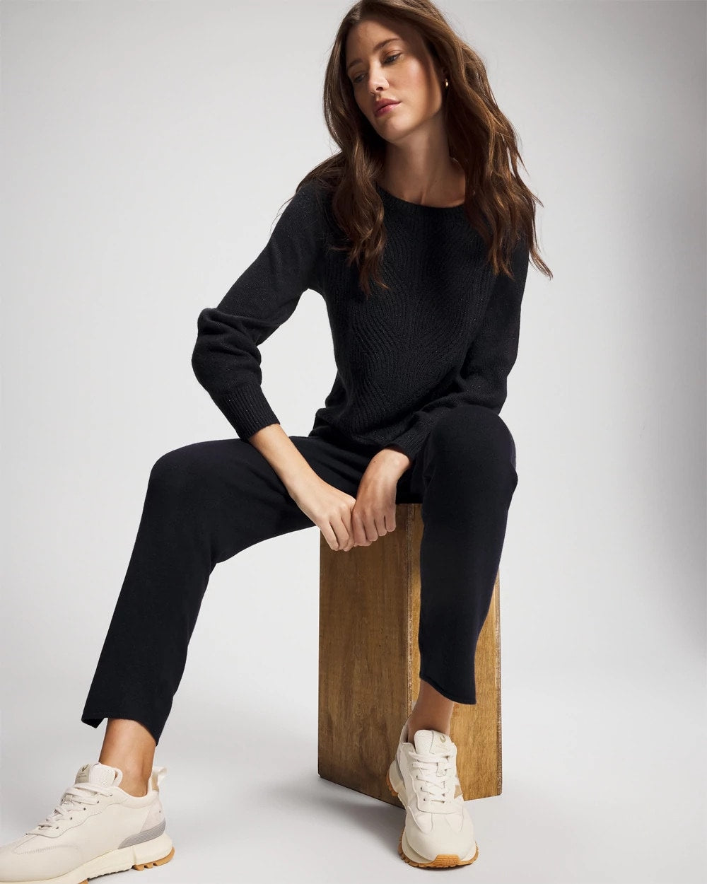 MIDNIGHT SKIES - Shimmer Cable Knit Sweater