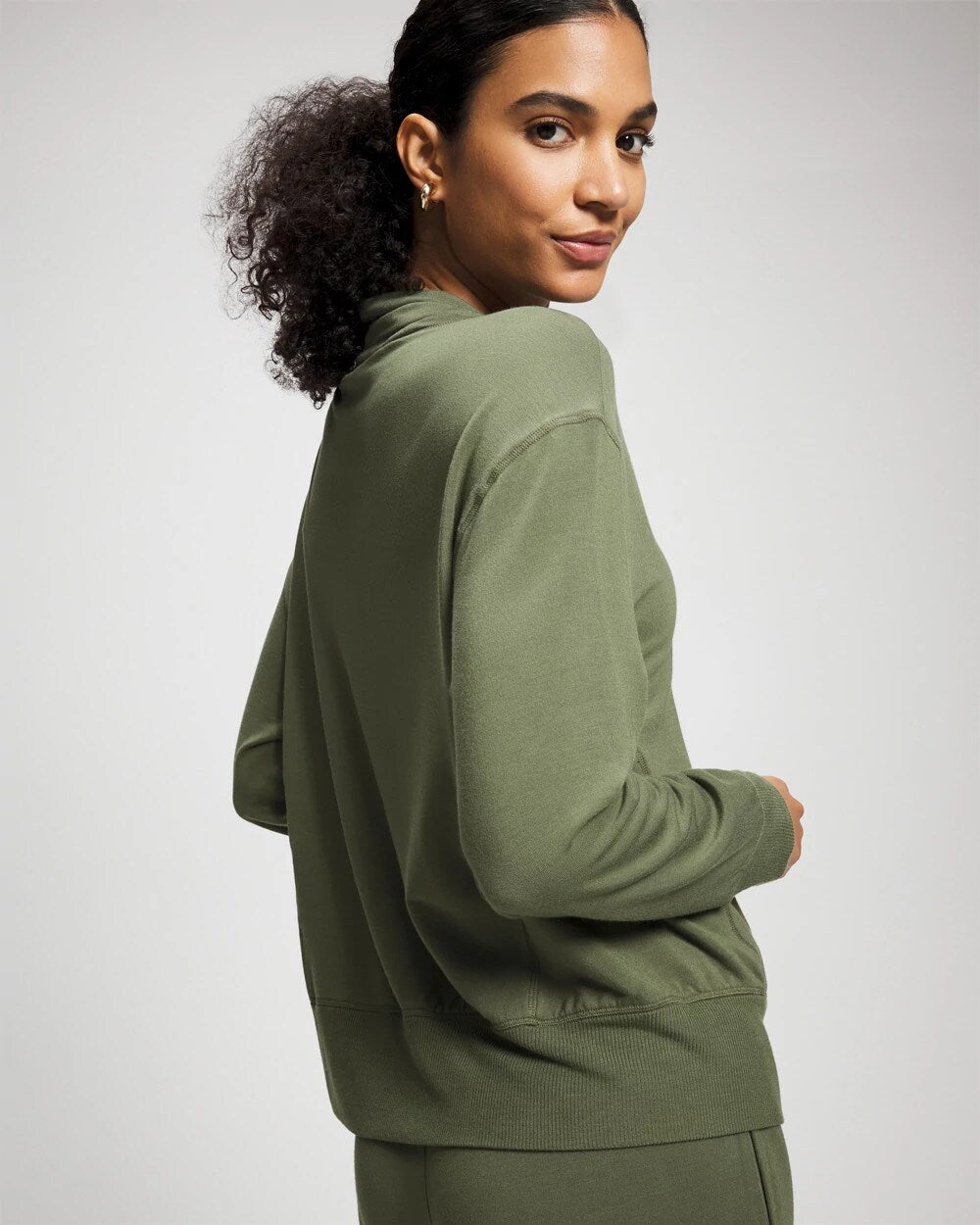 DARK SAGE - Ultrasoft Fleece Relaxed Funnel Neck Sweatshirt