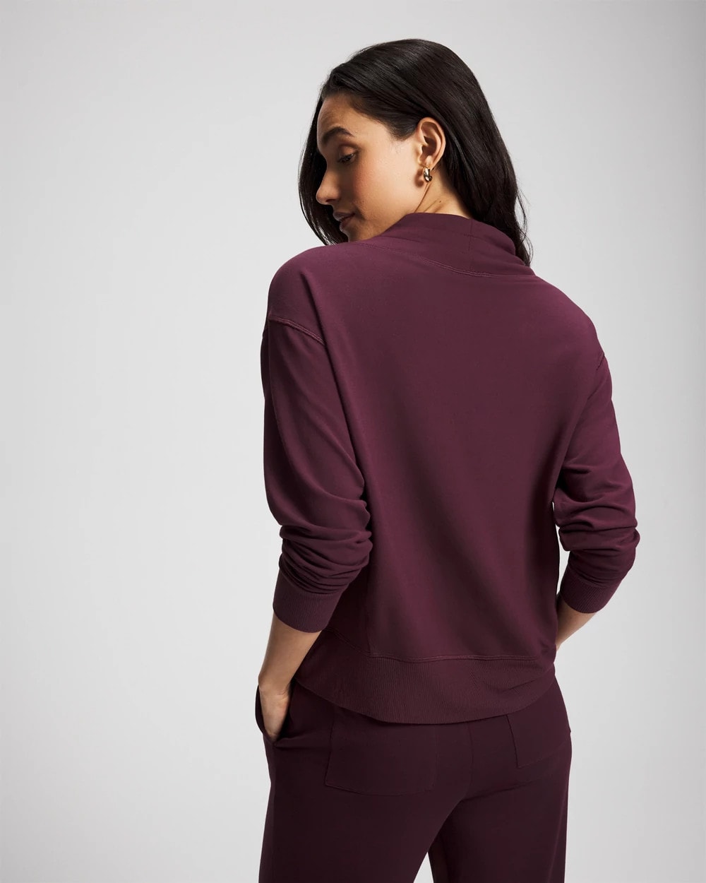 MERLOT - Ultrasoft Fleece Relaxed Funnel Neck Sweatshirt