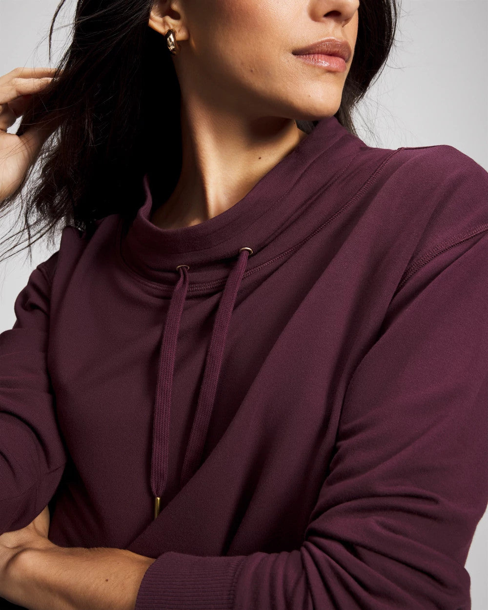 MERLOT - Ultrasoft Fleece Relaxed Funnel Neck Sweatshirt