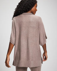 HEATHER FAWN - Premier Knit Sweater Collared Top