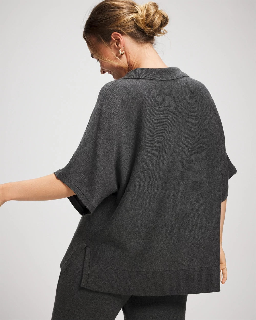 HEATHER QUARTZ - Premier Knit Sweater Collared Top