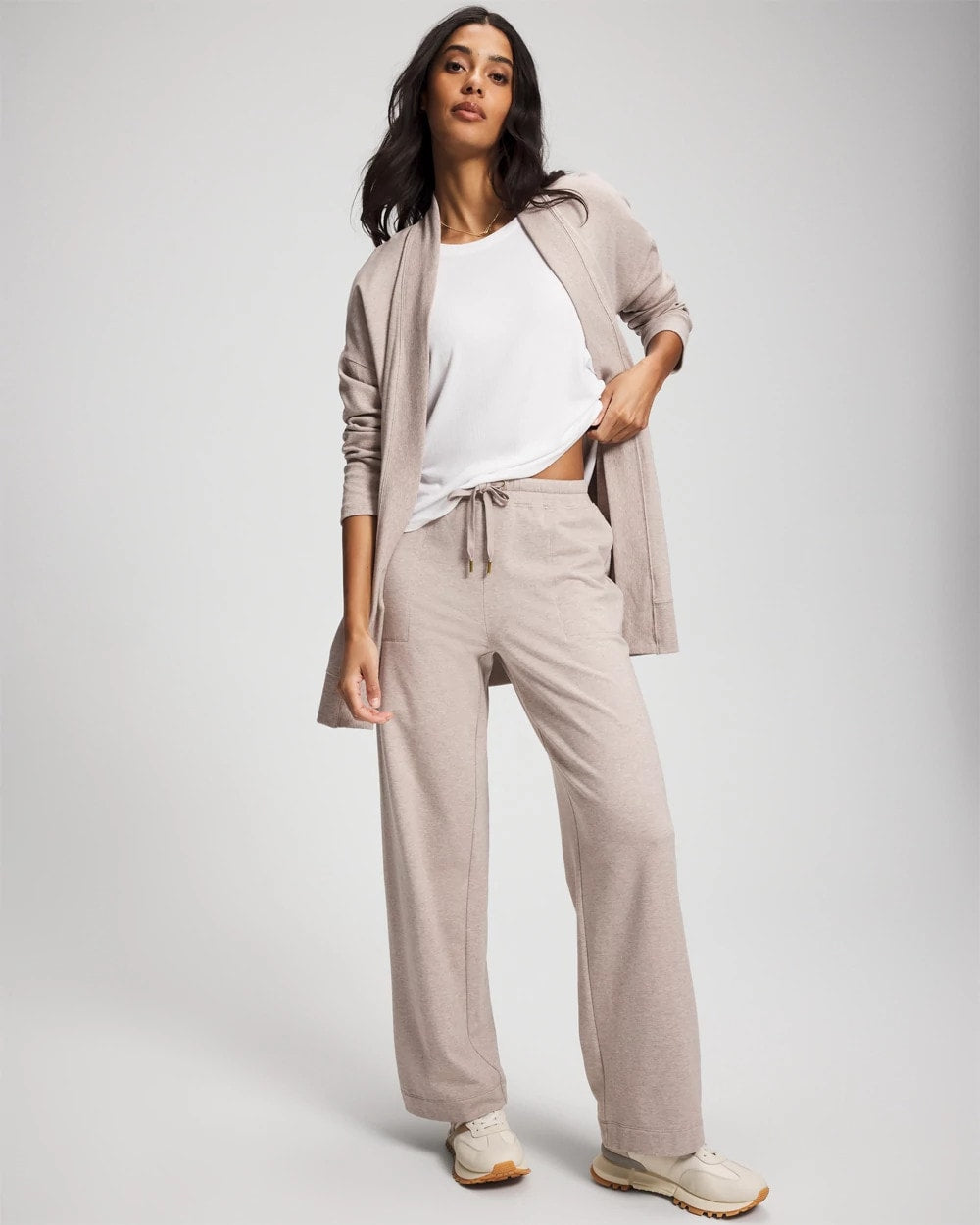 HEATHER MINK - Essential Terry Straight Leg Pants