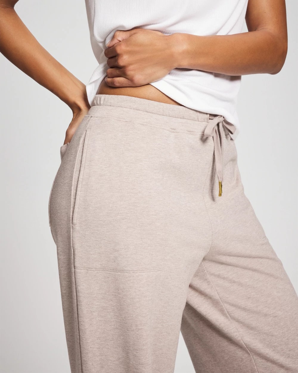 HEATHER MINK - Essential Terry Straight Leg Pants