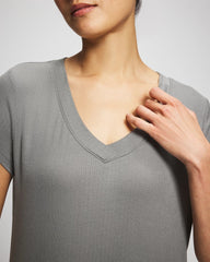 SEDONA SAGE - Rib Knit V-Neck Tee