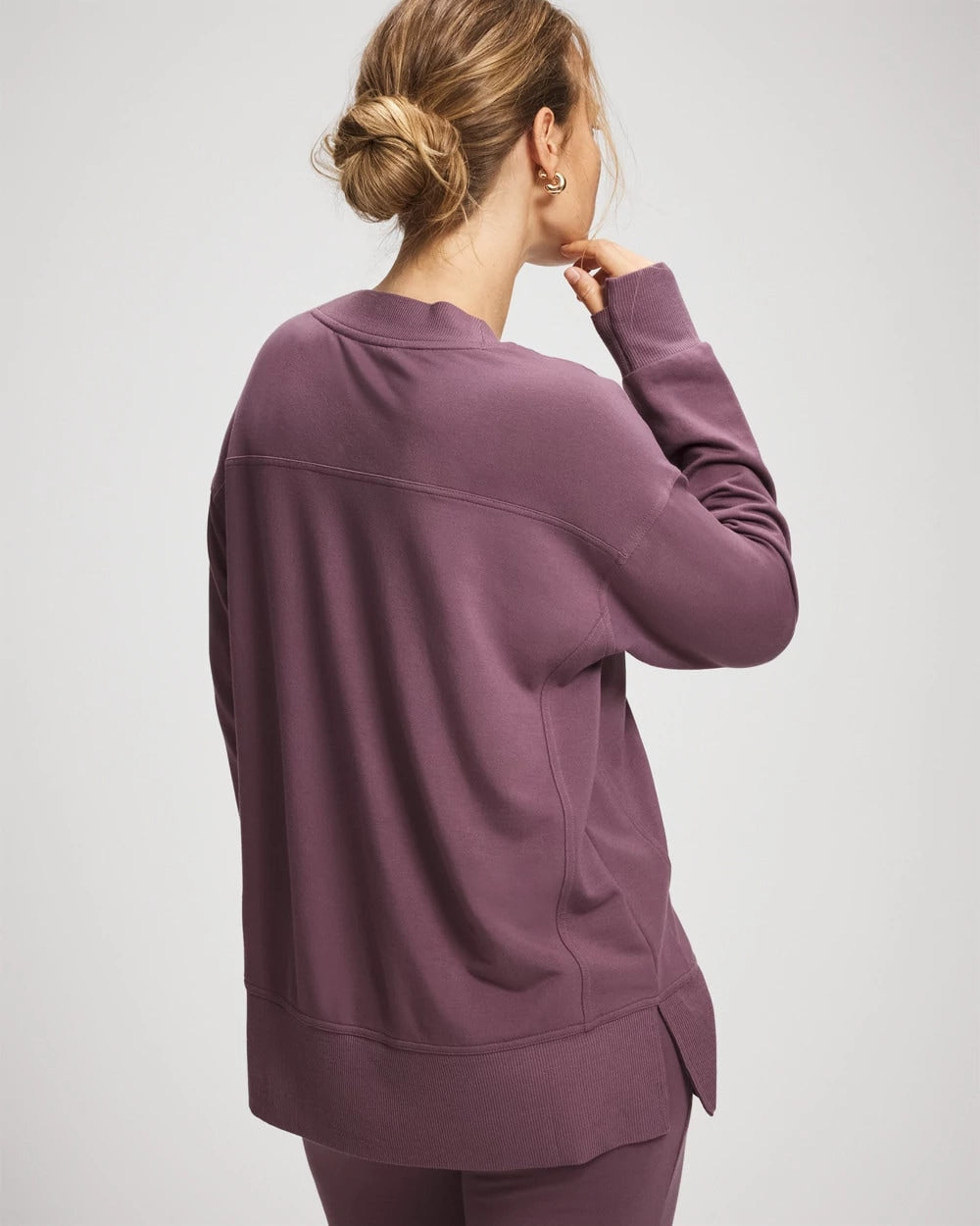 PURPLE FLINT - Ultrasoft Fleece V-Neck Sweatshirt