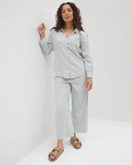 BLUE HEAVEN STRIPE - Beach Cotton Long Sleeve Button-Up