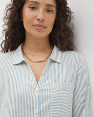 BLUE HEAVEN STRIPE - Beach Cotton Long Sleeve Button-Up