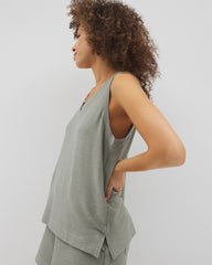 RESTORATION GREEN - Crinkle Knit Tank Top