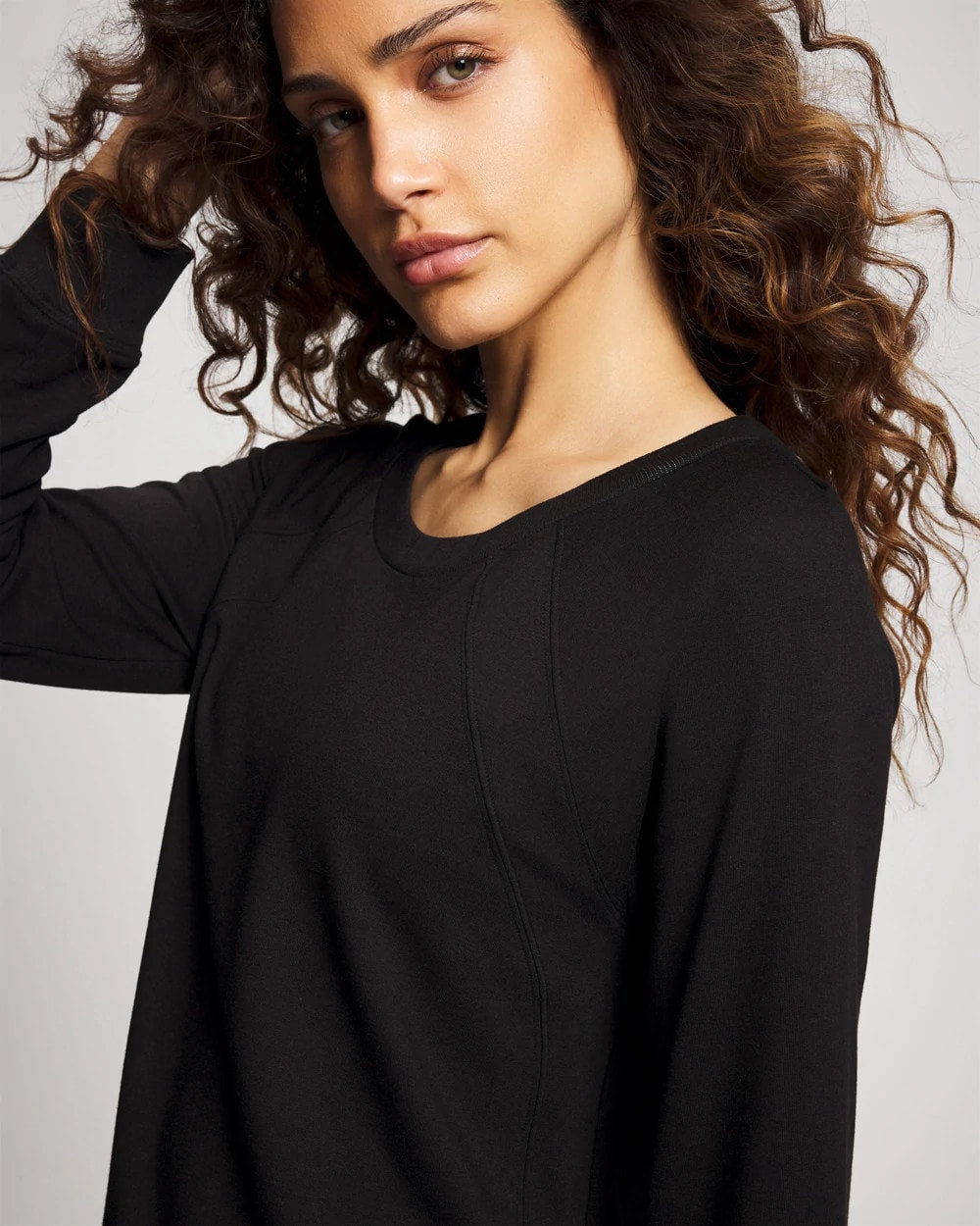 BLACK - Essential Terry Crewneck Sweatshirt