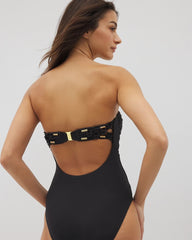 BLACK - La Cote Dazure Bandeau Macrame One-Piece Suit
