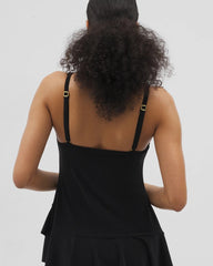 BLACK - Beyond Control Solid Essentials Ruffle Swim Dress