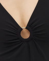 BLACK - Beyond Control Solid Essentials Ruffle Swim Dress