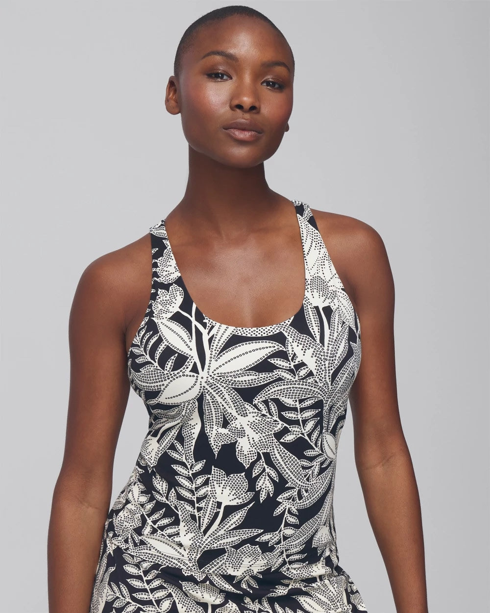 PATTERNED PALMS BLACK - 24/7 Racerback Bra Tank