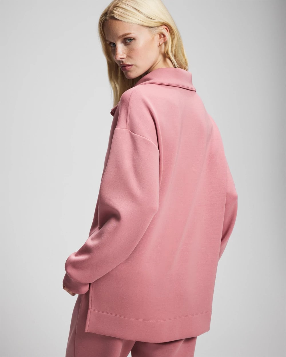 CINDER ROSE - Modern Modal Quarter Zip Sweatshirt