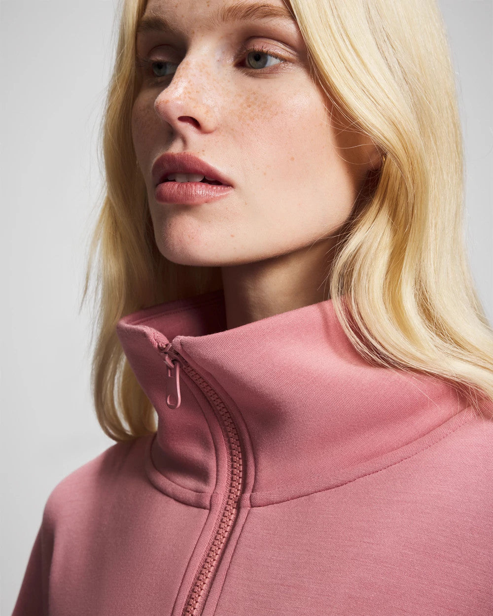 CINDER ROSE - Modern Modal Quarter Zip Sweatshirt