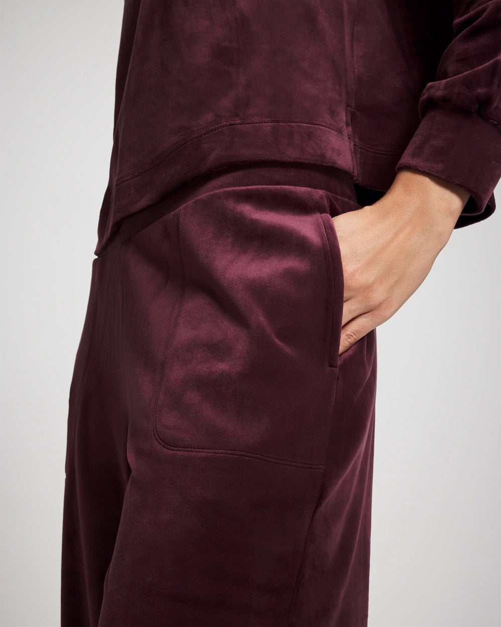 MERLOT - Velour Straight Leg Pants