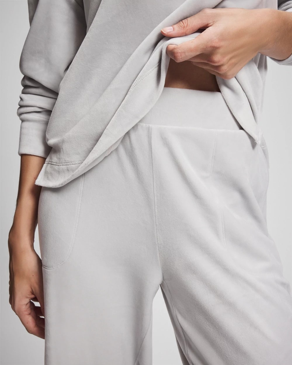 VAPOR GRAY - Velour Straight Leg Pants