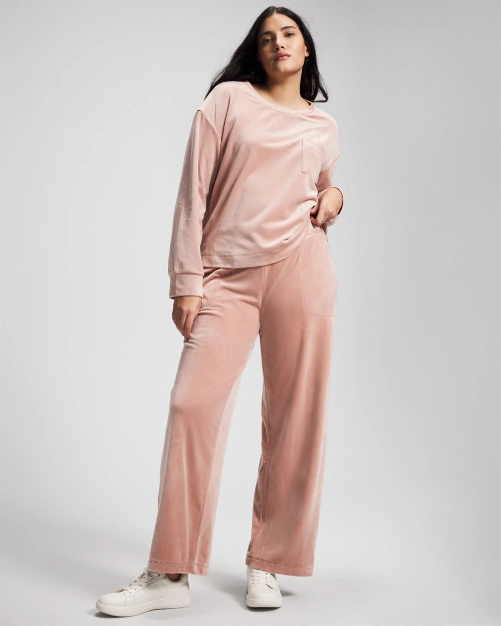 ADOBE ROSE - Velour Straight Leg Pants