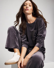 GRAY INK - Velour Straight Leg Pants