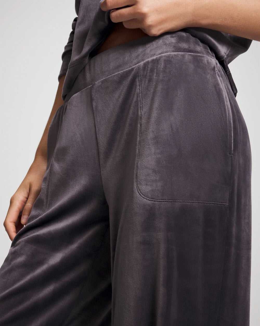 GRAY INK - Velour Straight Leg Pants