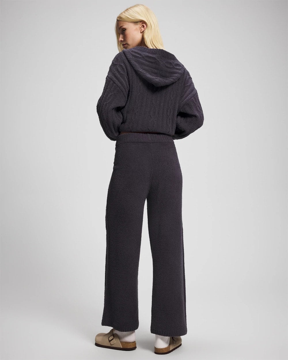 GRAY INK - Cable Knit Plush Ankle Pant