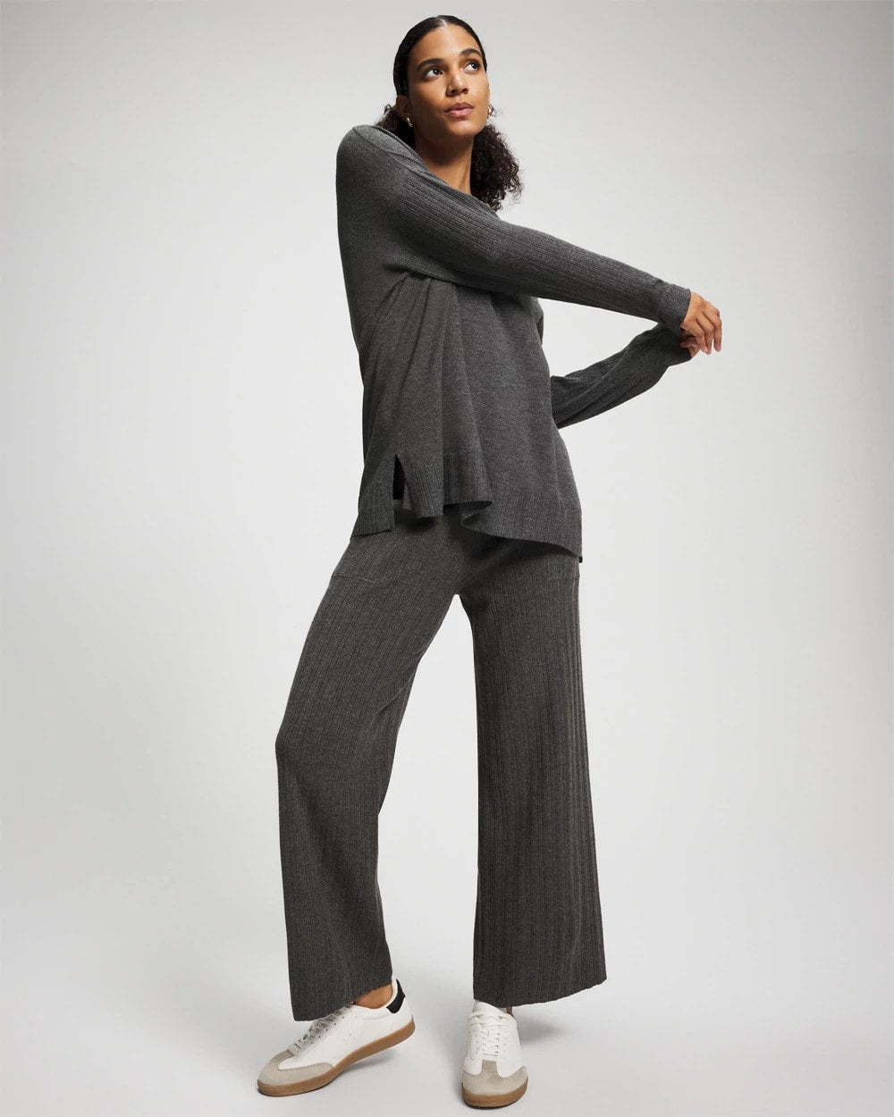 HEATHER QUARTZ - Premier Knit Rib Straight Leg Pant
