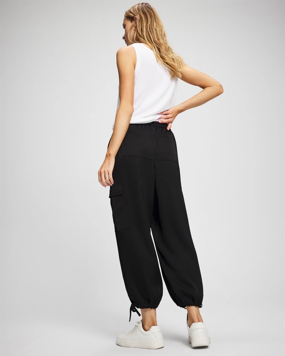 BLACK - Satin Relaxed Cargo Pant