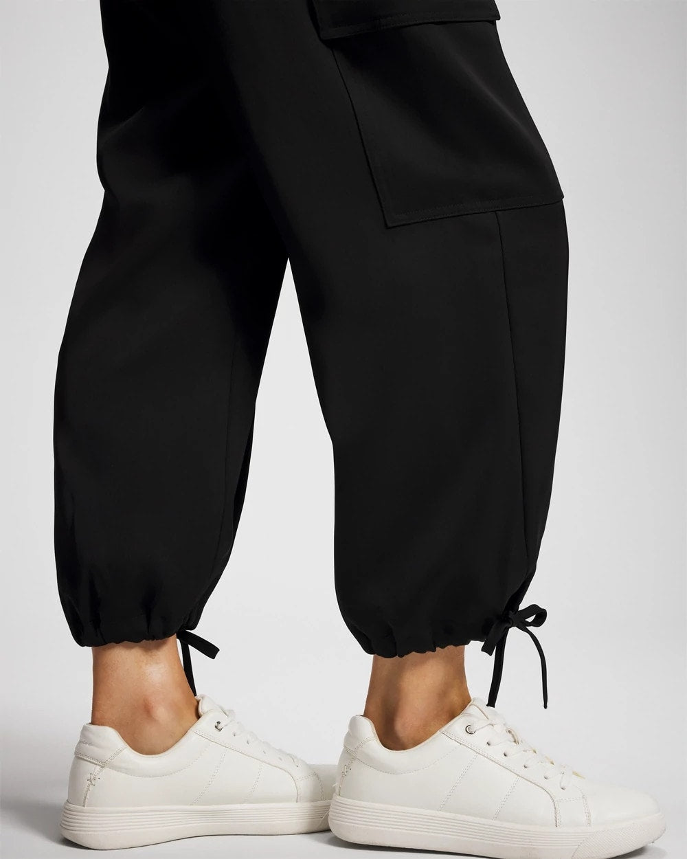 BLACK - Satin Relaxed Cargo Pant