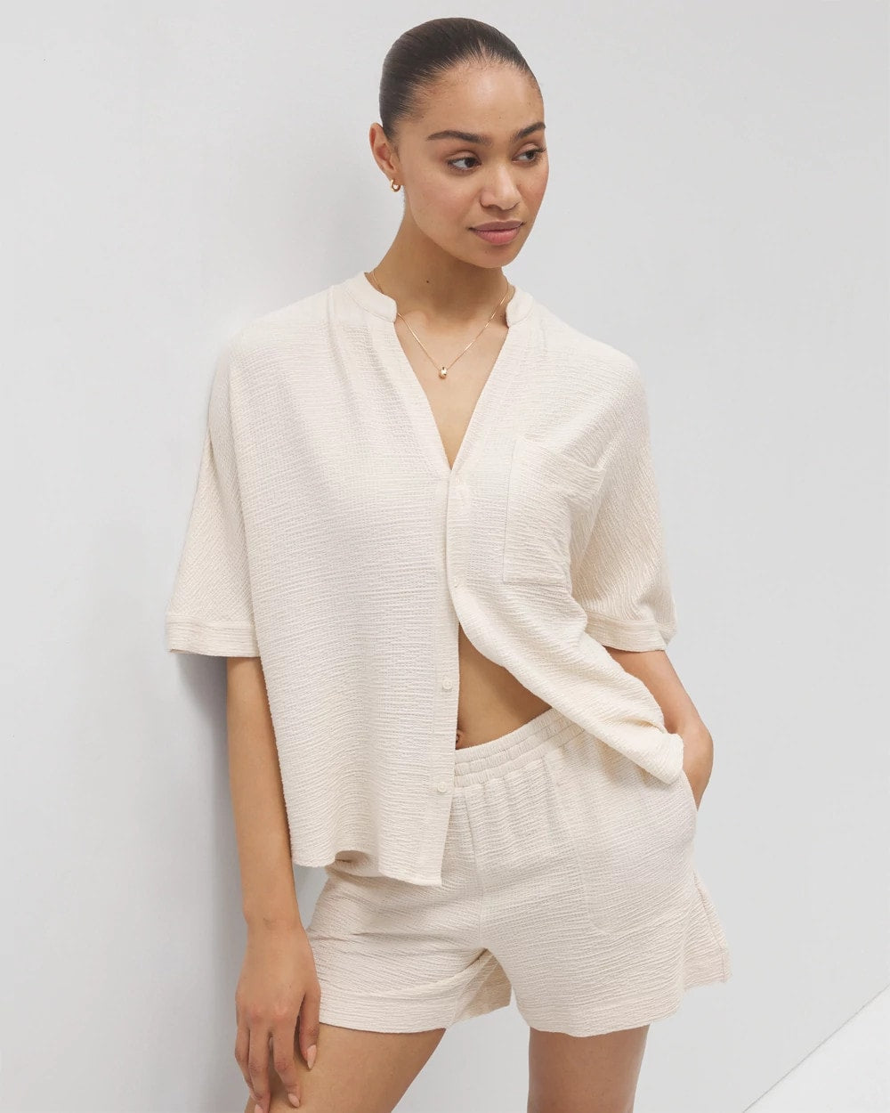 PARCHMENT - Crinkle Knit 5 Inch Short