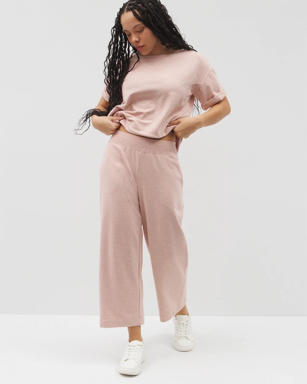 HEATHER CLAY - Wide Leg Crop Pant