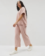 HEATHER CLAY - Wide Leg Crop Pant